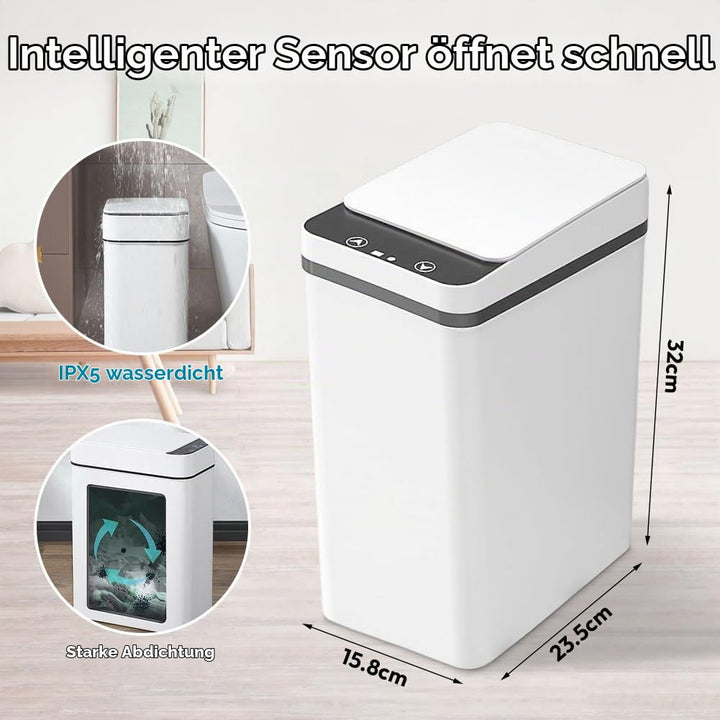 Mülleimer Bad 12L Sensor Kosmetikeimer - Mülleimer mit Sensor Technologie, Touchless &amp; Wasserdicht -