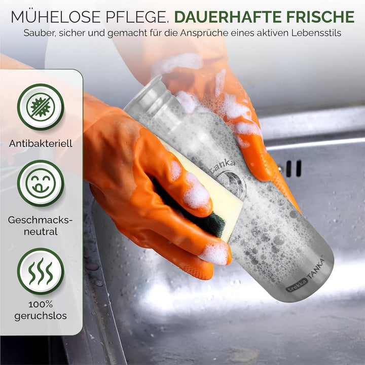 1,0 Liter trekkaTANKA™ Edelstahl Trinkflasche von ECOtanka mit Reduzier-Verschluss, Nachhaltige Trin