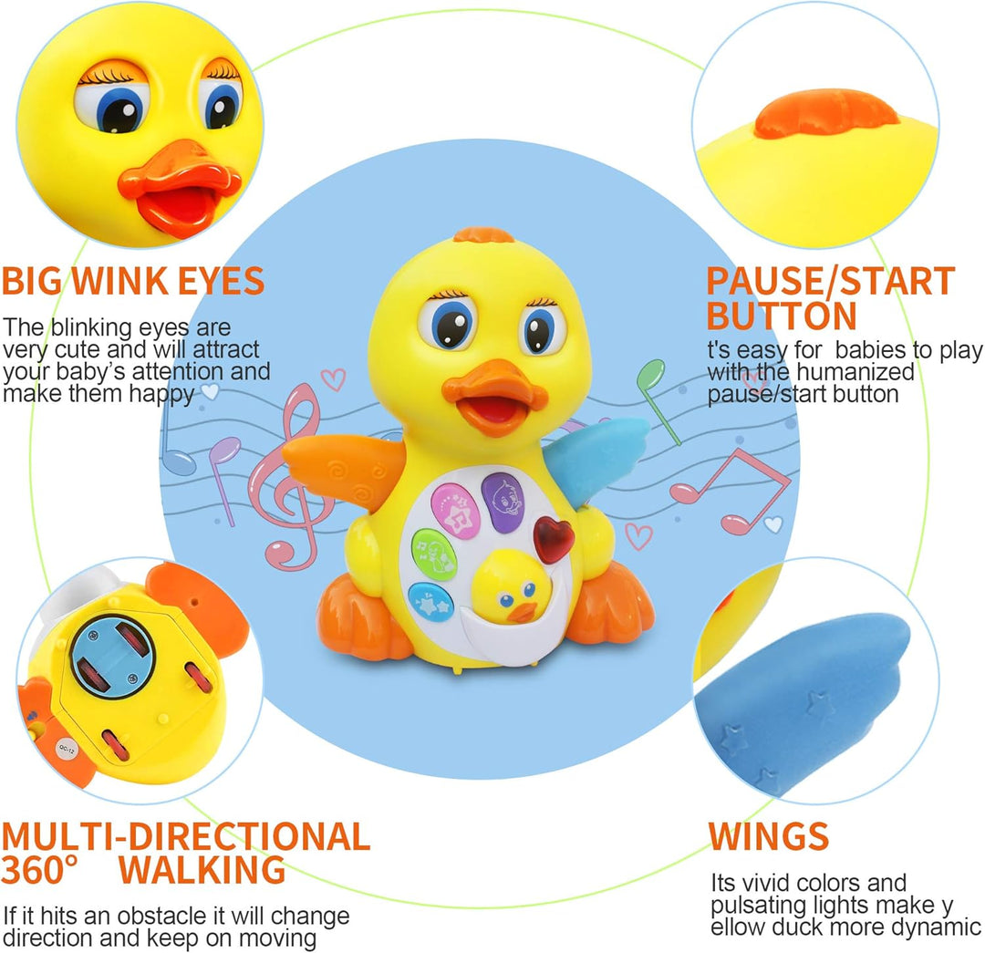 MOONTOY Musik Kinderspielzeug ab 1Jahr Mädchen Junge,Ente Baby Spielzeug 6 10 12 Monate mit Musik un