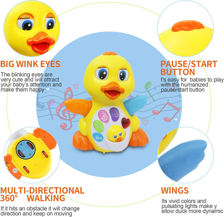 MOONTOY Musik Kinderspielzeug ab 1Jahr Mädchen Junge,Ente Baby Spielzeug 6 10 12 Monate mit Musik un