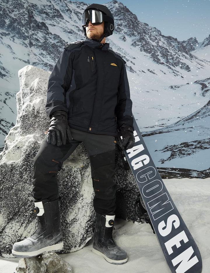 MAGCOMSEN Winterjacke Herren Warm Gefüttert Skijacke Wasserdicht Regenjacke Snowboardjacke Outdoor F