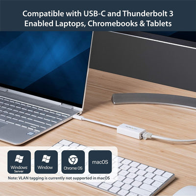 StarTech.com USB-C auf Gigabit Ethernet Adapter - Weiss - Thunderbolt 3 kompatibel - Windows & Mac -