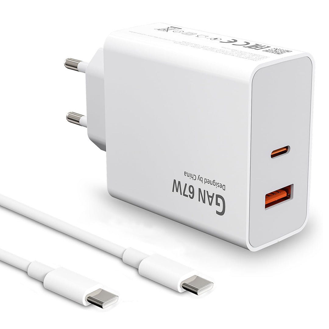 2 Port 67W USB C Ladegerät Netzteil mit Typ C Ladekabel für Xiaomi 15 14 Ultra/14/14T/13T/13/13 Lite