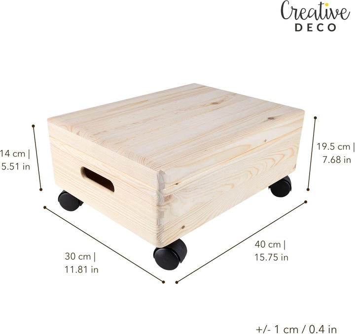 Creative Deco XL Grosse Holzkiste mit Deckel und Rollen | 40x30x14 cm (+/-1cm) | Ostern Erinnerungsb