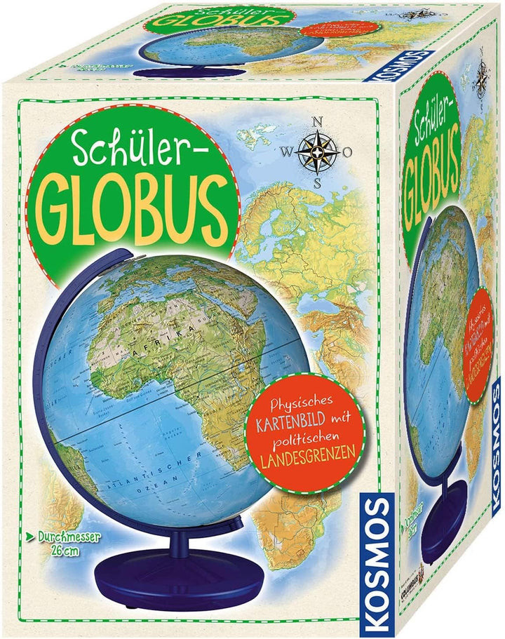 KOSMOS 673031 Schüler-Globus Physisches Kartenbild mit politischen Ländergrenzen, 26 cm Durchmesser
