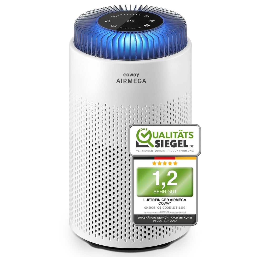 COWAY Luftreiniger Allergiker für Schlafzimmer & kleine Räume, leiser Luftreiniger mit 18,4dB, CADR