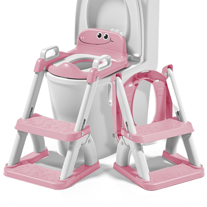 Toilettensitz Kinder mit Treppe – Höhenverstellbarer Kinder Toilettensitz mit Trittstufe &amp; Rückenleh