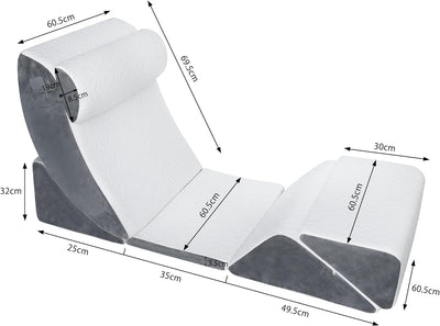 Jolitac 6tlg Keilkissen Set Bettkeil Kissen, Memory Foam Lesekissen Rückenstützkissen Beinkissen zum