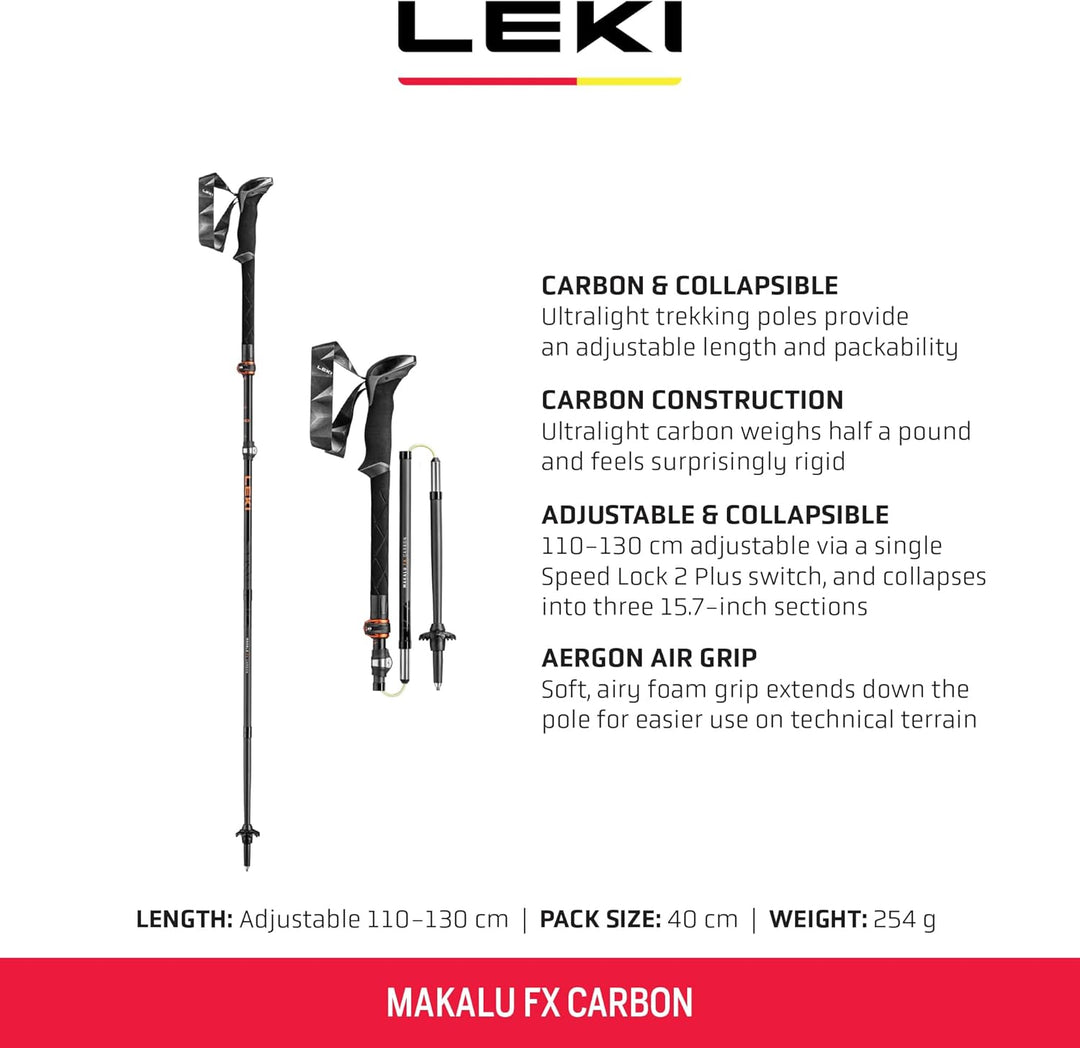 Leki Makalu FX Carbon Stöcke black-orange-naturalcarbon 110-130cm, black-orange-naturalcarbon 110-13