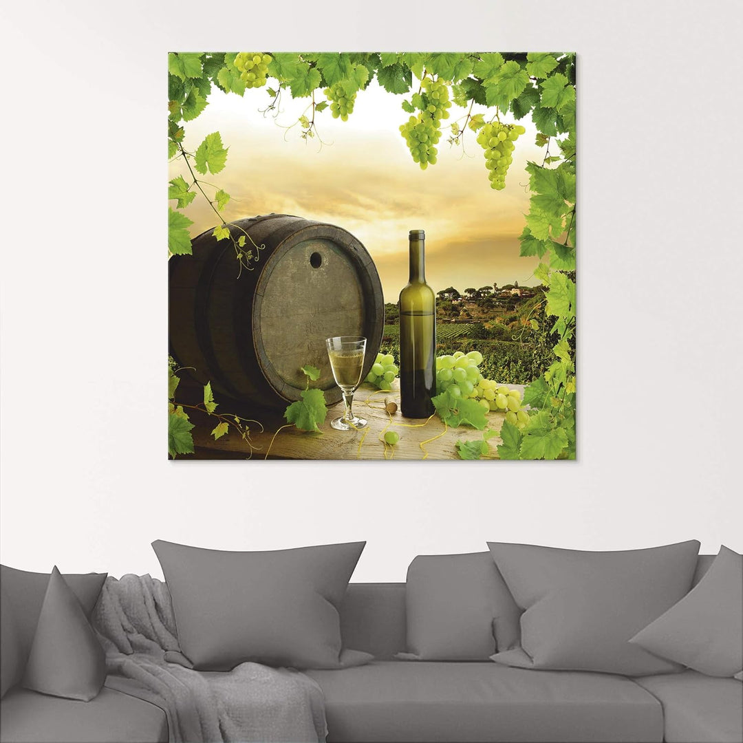 ARTland Glasbilder Wandbild Glas Bild einteilig 50x50 cm Quadratisch Landschaft Natur Wein Obst Trau