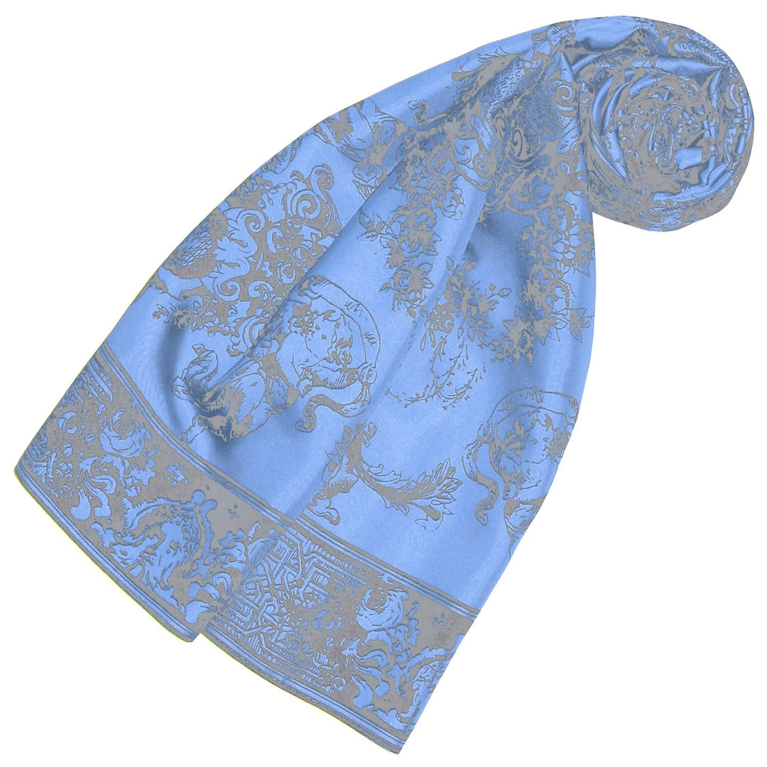 Lorenzo Cana Seidentuch aufwändig bedrucktes Tuch 100% Seide 90 cm x 90 cm harmonische Blau Farben D