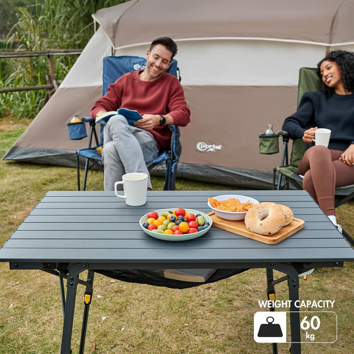 Portal Campingtisch faltbar Höhenverstellbar Klapptisch Aluminium 90 x 53cm für 4 Personen leicht Ca
