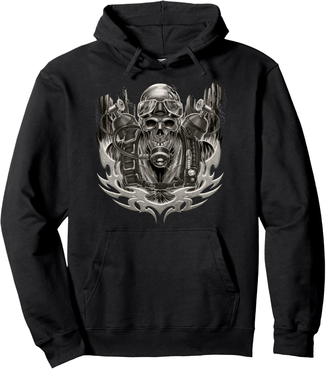 Dive-Master T-Shirt für Taucher - Skull Mask Air Black Pullover Hoodie