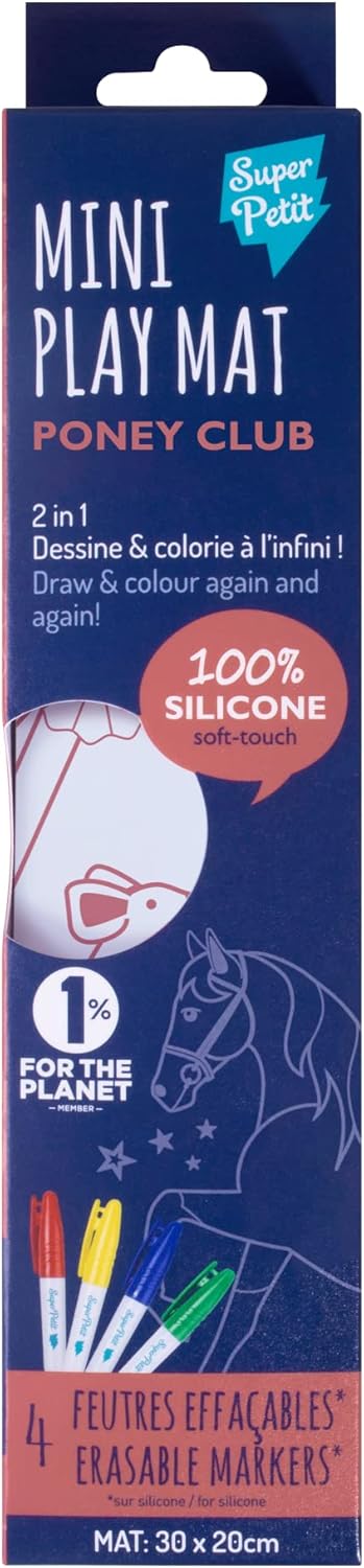 SUPER PETIT - Lernspiel - Pony-Malset - Wendemotiv - Inklusive 4 abwischbare Filzstifte - Leicht zu