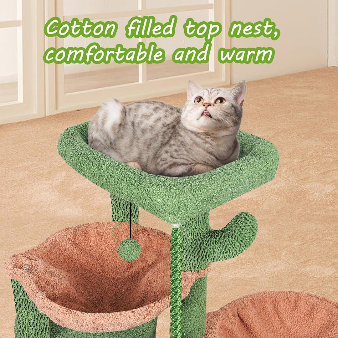 TWDEPART Kratzbaum für Katzen mit Aktivitätscenter, 95cm Kletterbaum Katzenspielzeug mit Spielzeugku