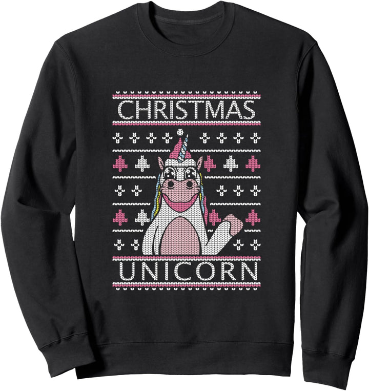 Ugly Christmas - Niedliches Einhorn Winkt - Weihnachten Sweatshirt