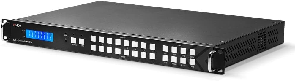 LINDY Matrix Video 8x8 HDMI 18G mit Scaler für Wand Monitor