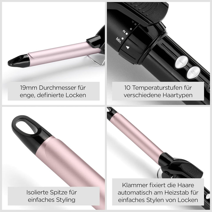 BaByliss C319E Lockenstab pro180, 19mm Farbe Schwarz und Rosa 19mm Druchmesser, 19mm Druchmesser
