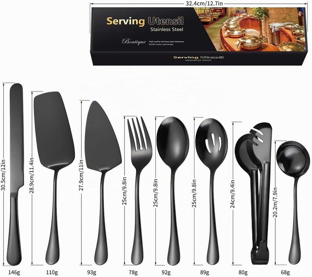 AARAINBOW Servierutensilien Set 8 Stück, Gross Buffet Servier Besteck mit Servierlöffel, Edelstahl S