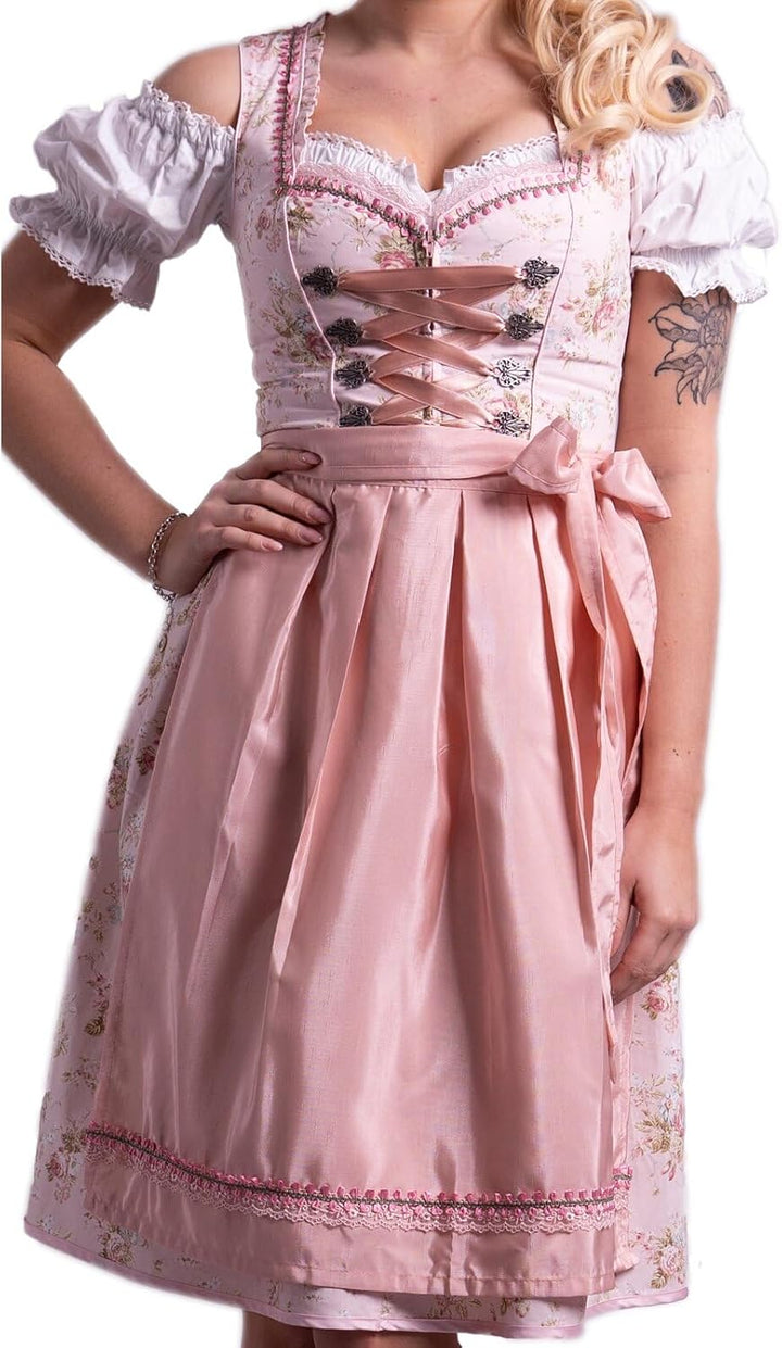 Dirndl Set Trachtenkleid Rose feingeblümt 538GT (42)