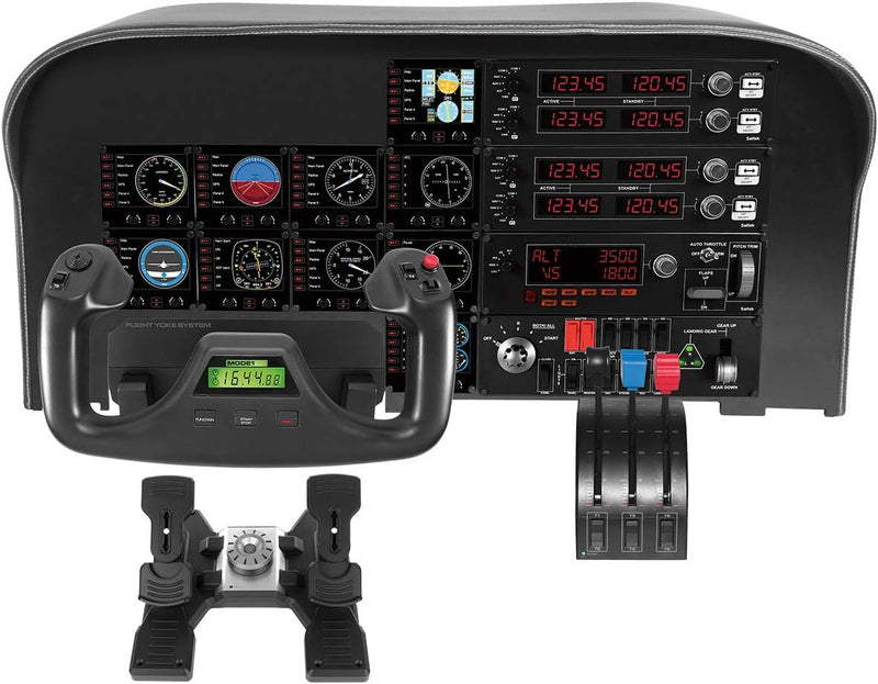Logitech G Saitek Pro Flight Radio Panel, Radioschalttafel für Flug Simulatoren, 4 Separate LED-Anze