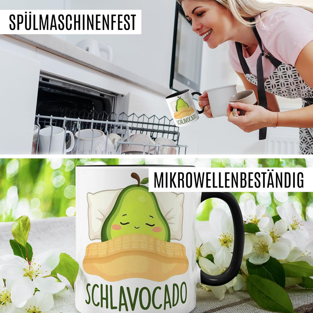 Avocado Tasse mit Spruch – Geschenk Schlavocado – Kaffeetasse 330ml aus Keramik – Schlafen Müde Slee