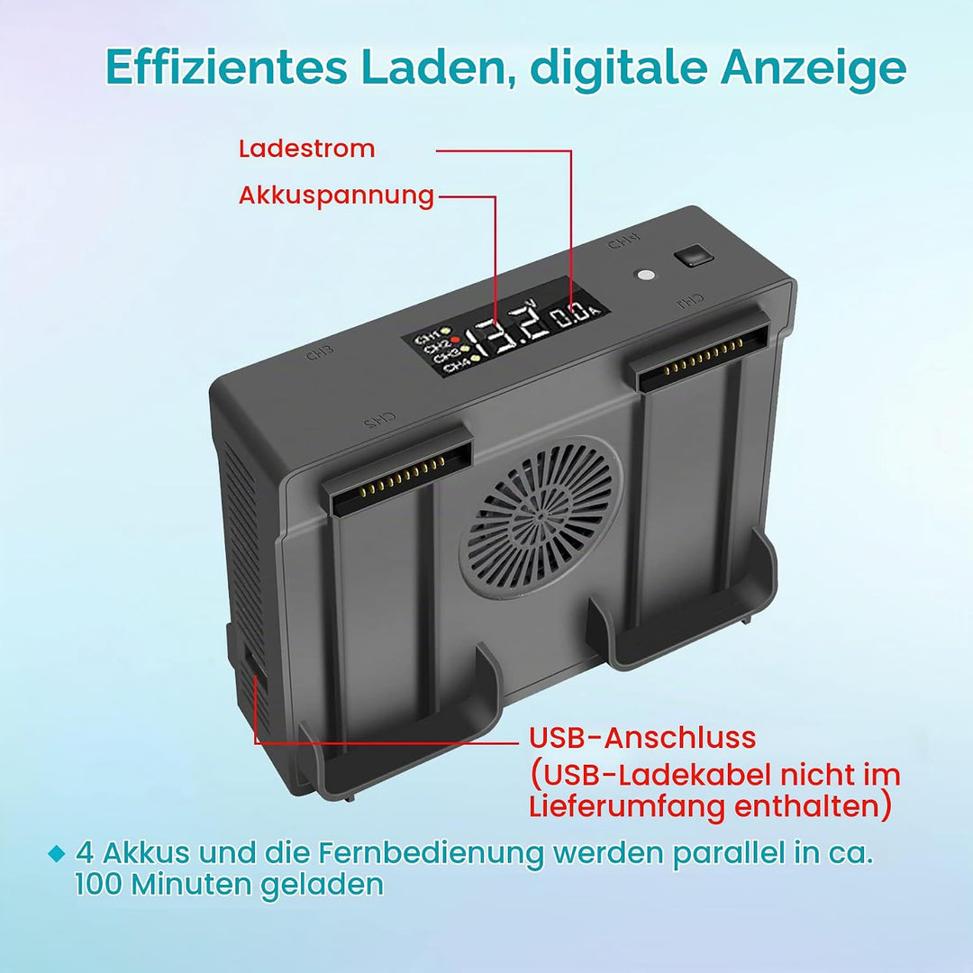 LYONGTECH 5 in 1 Akku Wand Ladegerät und Autoladegerät für DJI Air 2S,Mavic Air 2 Drohne, lädt 4 Bat