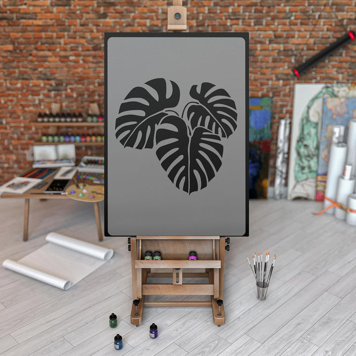 Wiederverwendbare Wandschablone aus Kunststoff // Tropisch - Monstera - Palmblatt // Muster Schablon