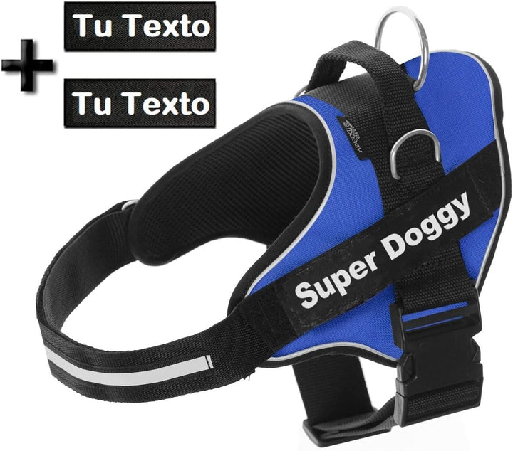 SUPER DOGGY Personalisiertes Hundegeschirr - Reflektierendes und sicheres Hundegeschirr - Enthält 2