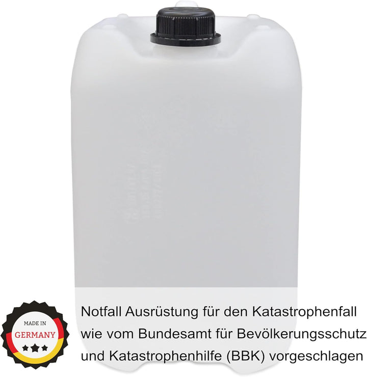 plasteo® 2x 10 Liter Getränke- Wasserkanister Natur mit 1x Hahn und 2x Schraubdeckel | BPA Frei | Le