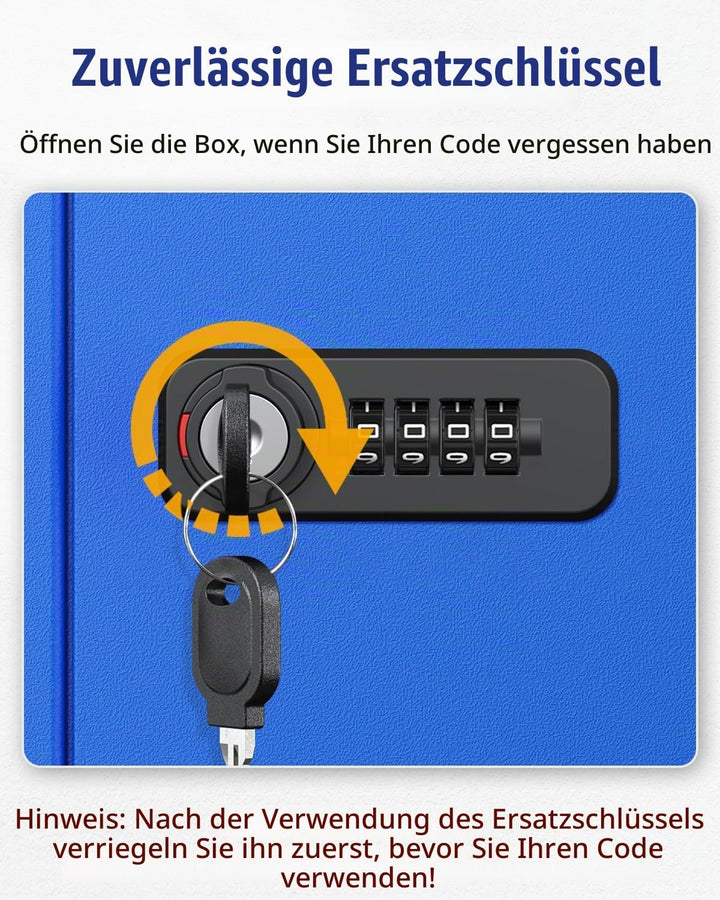 Uniclife Schlüsselschrank 60 Fächer mit Zahlenschloss und Schlüsselschloss resettierbar digitaler Si