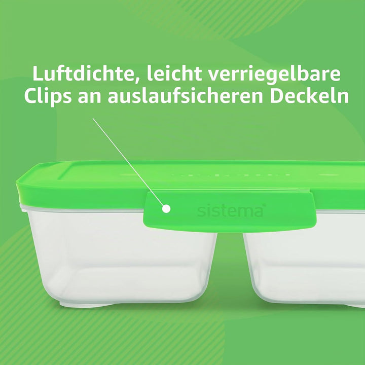 Sistema Nest IT Frischhaltedosen Meal Prep Boxen | 870 ml luftdichte Vorratsdosen mit Zwei Fächern u