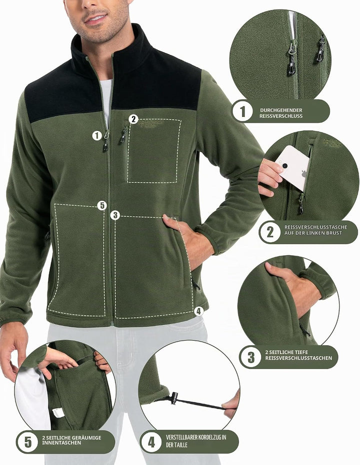 Pioneer Camp Herren Fleecejacke Full Zip Outdoor Polar Leicht Winddicht Jacke mit Reissverschluss XL