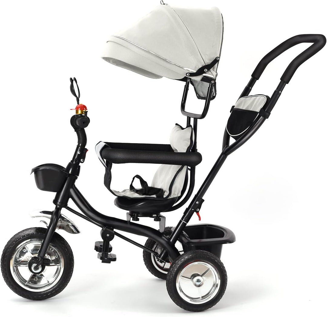 Dreirad 4 in 1 Aveo, Kinderdreirad, Jogger mit Zubehör, Klappbar, Dachfenster, Lenker, Unplattbar-Rä