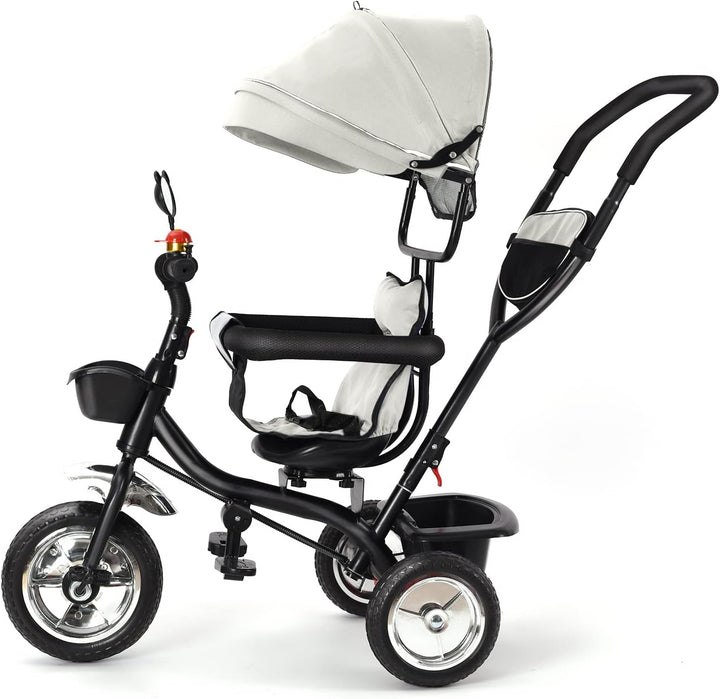 Dreirad 4 in 1 Aveo, Kinderdreirad, Jogger mit Zubehör, Klappbar, Dachfenster, Lenker, Unplattbar-Rä