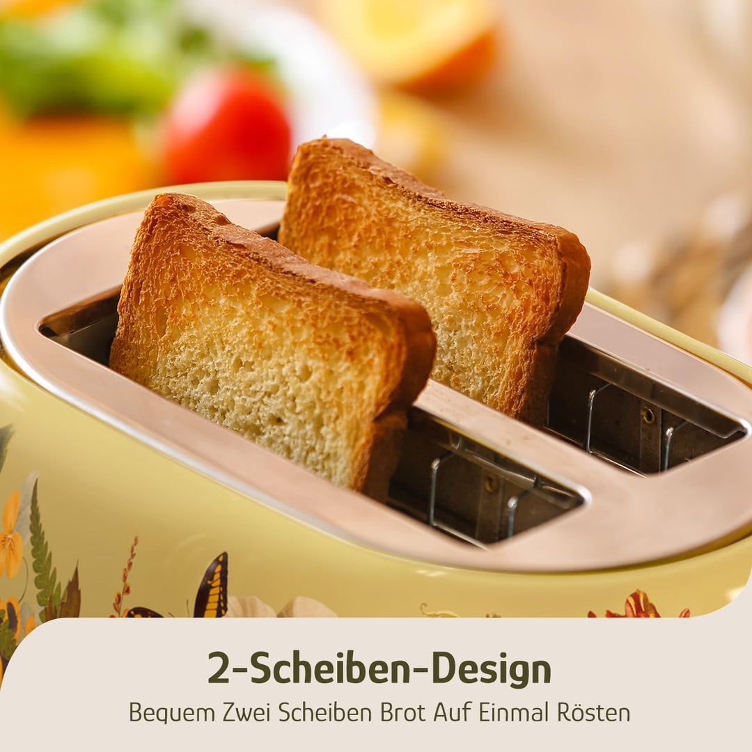Hazel Quinn Retro Wasserkocher und Toaster Set, Vintage Frühstücksset aus Edelstahl, 1,7L Wasserkoch
