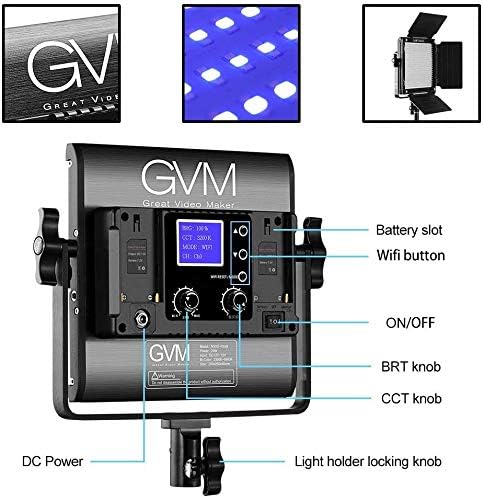 GVM 800D LED Videolicht RGB, APP-Steuerung led videoleuchte 3200K-5600K Studiolicht LED Dauerlicht F