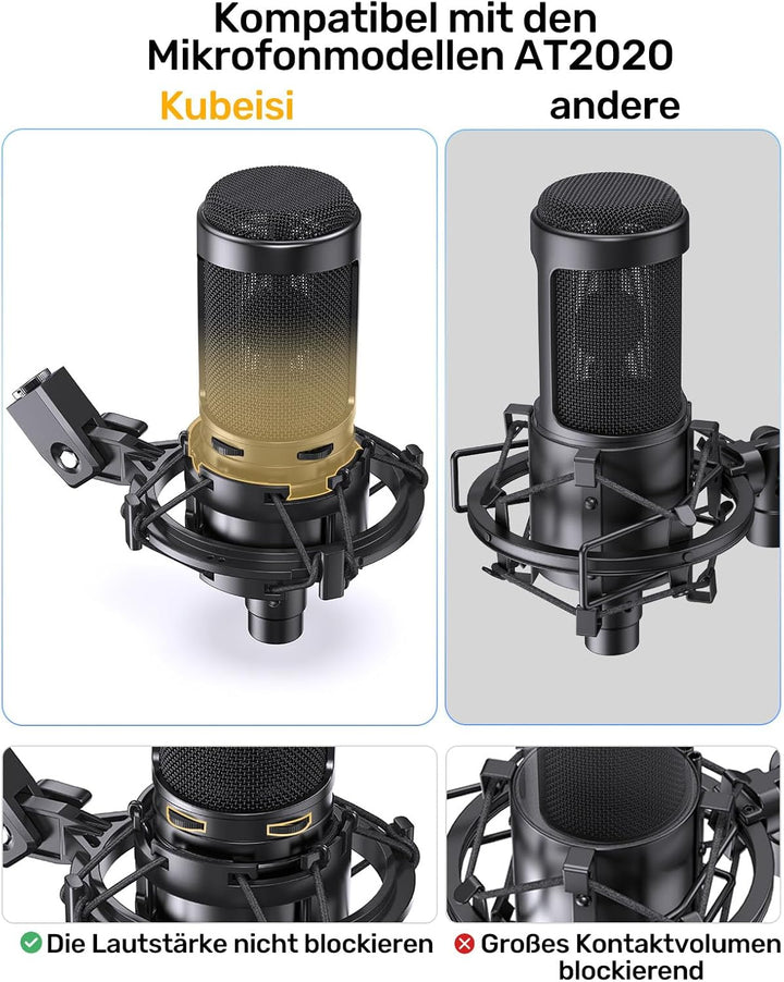 AT2020 Mikrofonspinne, Kompatibel mit Audio-Technica AT2020USB+, AT2035 & ATR2050, Mikrofon-Stossdäm