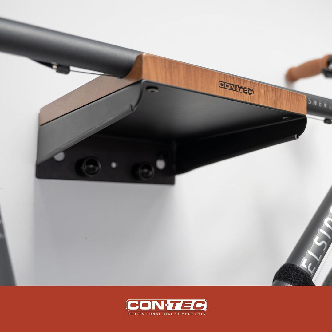 CONTEC Wandpräsenter bikeART shelf, 25kg, aus Stahl und Walnussholz, inkl. Befestigungsmaterial, für