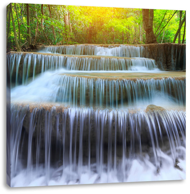 Pixxprint Wasserfall im Regenwald als Leinwandbild/Grösse: 70x70 cm/Wandbild/Kunstdruck/fertig bespa