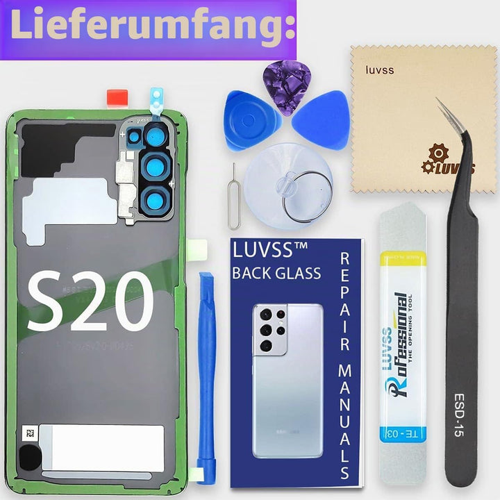 LUVSS Akkudeckel für Samsung Galaxy S20 Rückseite Glas Deckel Original Backcover Ersatz Reparatur Se