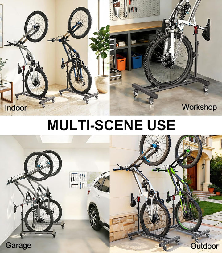Housolution Vertikaler Fahrradständer mit 360°-Rädern bis 29 Zoll, [2 Stück], höhenverstellbar, bohr
