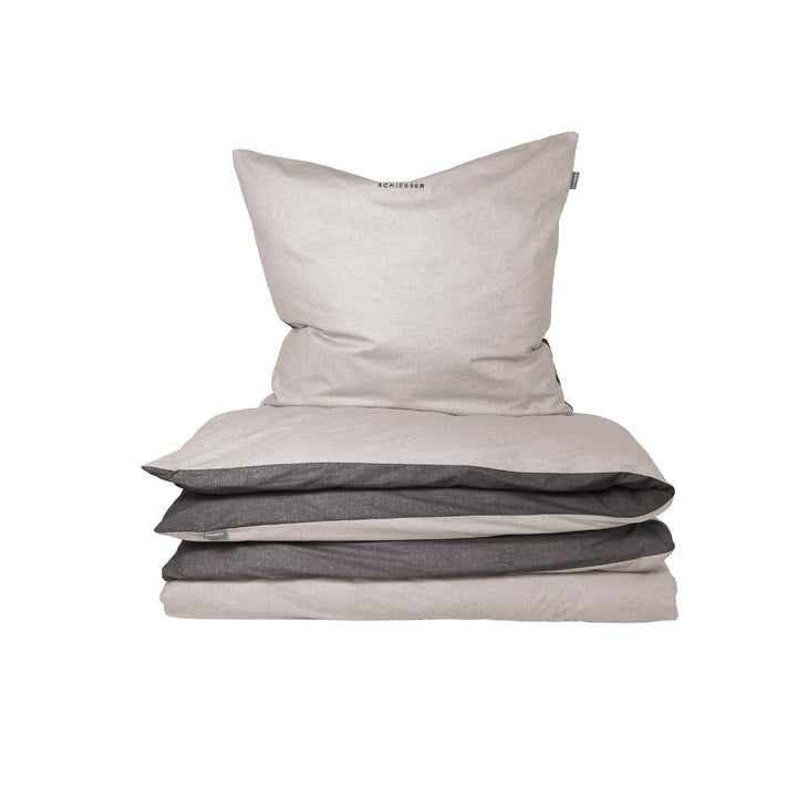 Schiesser Feinbiber Wendebettwäsche Doubleface, 100% Baumwolle, Farbe:Silber, Grösse:155 cm x 220 cm