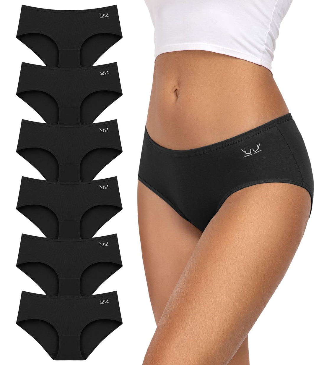 TANSTC Damen Unterhosen Baumwolle 6er-Pack Hipster Slips, Niedrige Taille & Stretch, Atmungsaktiv, X