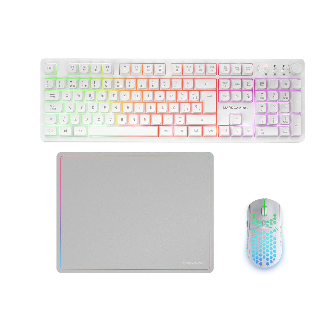 Mars Gaming MCPWX, Italienisch, Kabelloses Gaming-Combo, DualPro Link 2.4GPRO-Technologie, Vollforma