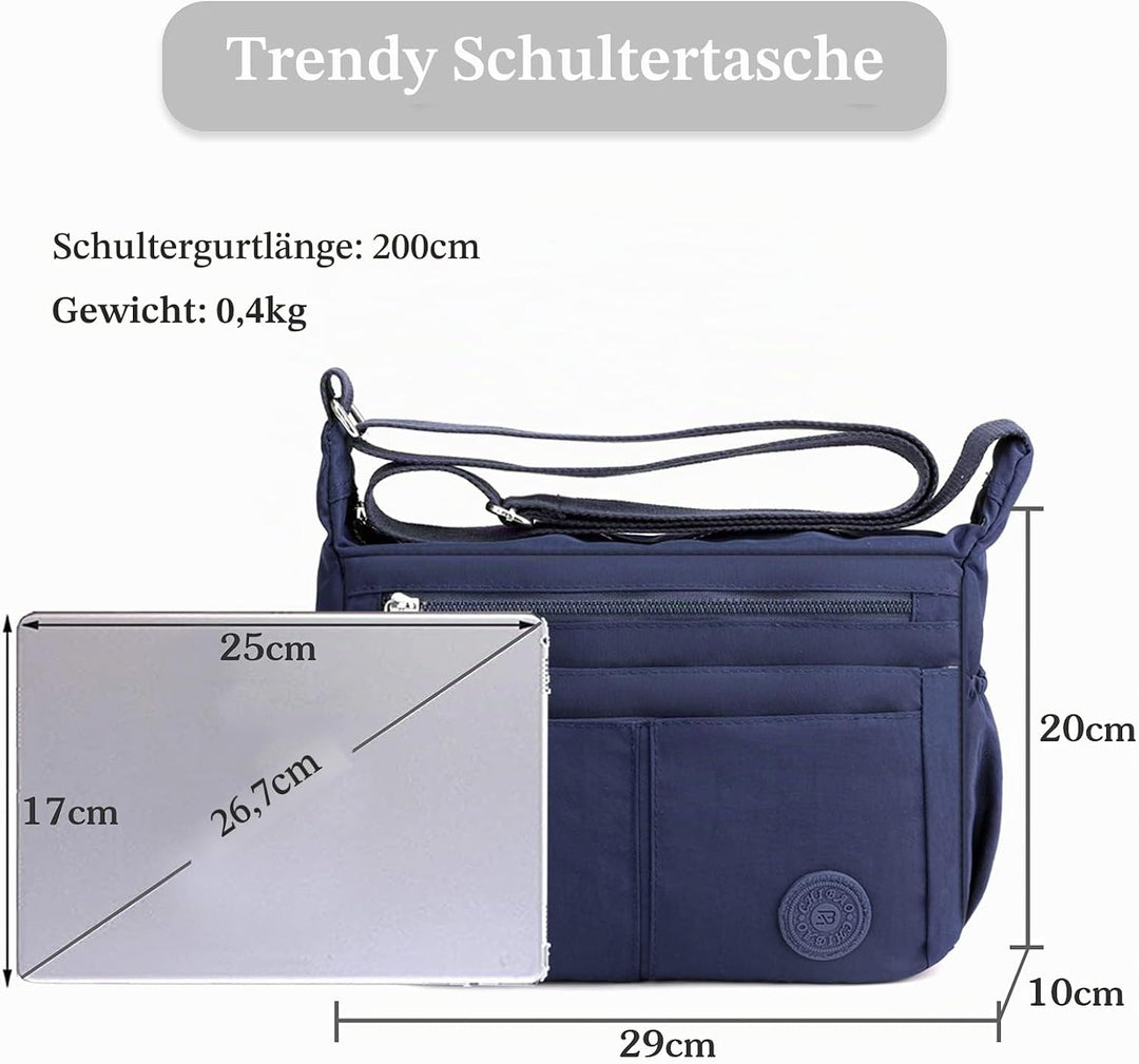FANDARE Casual Schultertasche Damen Leichte Umhängetasche Wasserdicht Nylon für Sporttasche Arbeitst