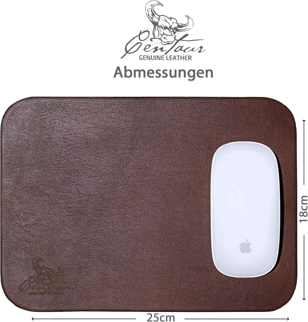 Centaur - Hochwertiges Leder Mousepad 25x18 cm nussbraun - Vintage Mauspad aus echtem Leder - Unterl