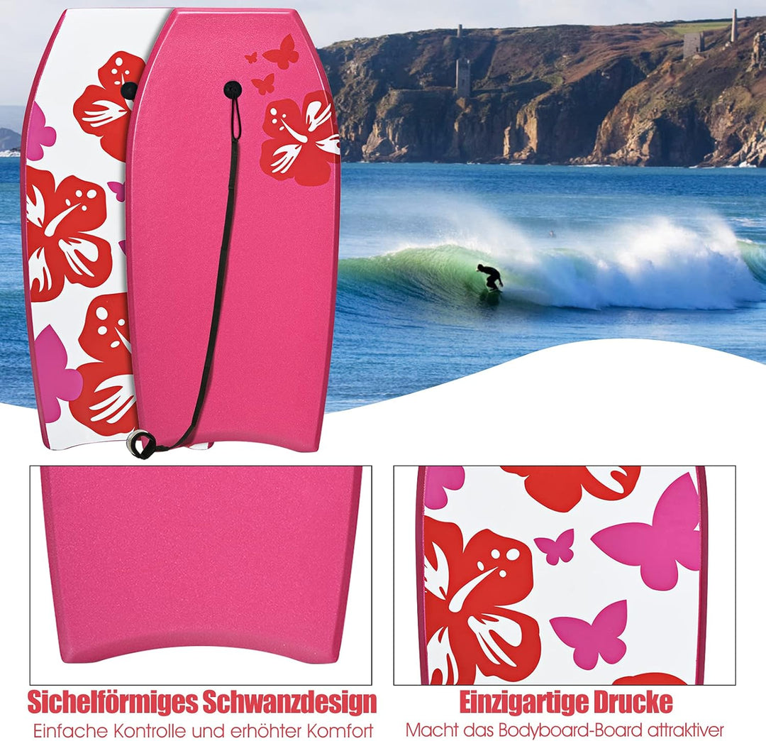 RELAX4LIFE Schwimmbrett tragbar, Schwimmboard mit Halteleine, Rutschfestes Surfbrett für Kinder & Er
