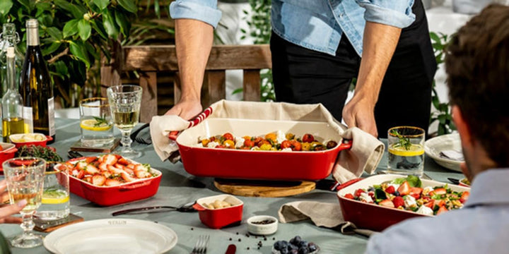 STAUB Ceramique Auflaufform-Set, Ofenform, rechteckig, Kirsch-Rot, Keramik, 2-tlg (20 x 16 cm & 27 x