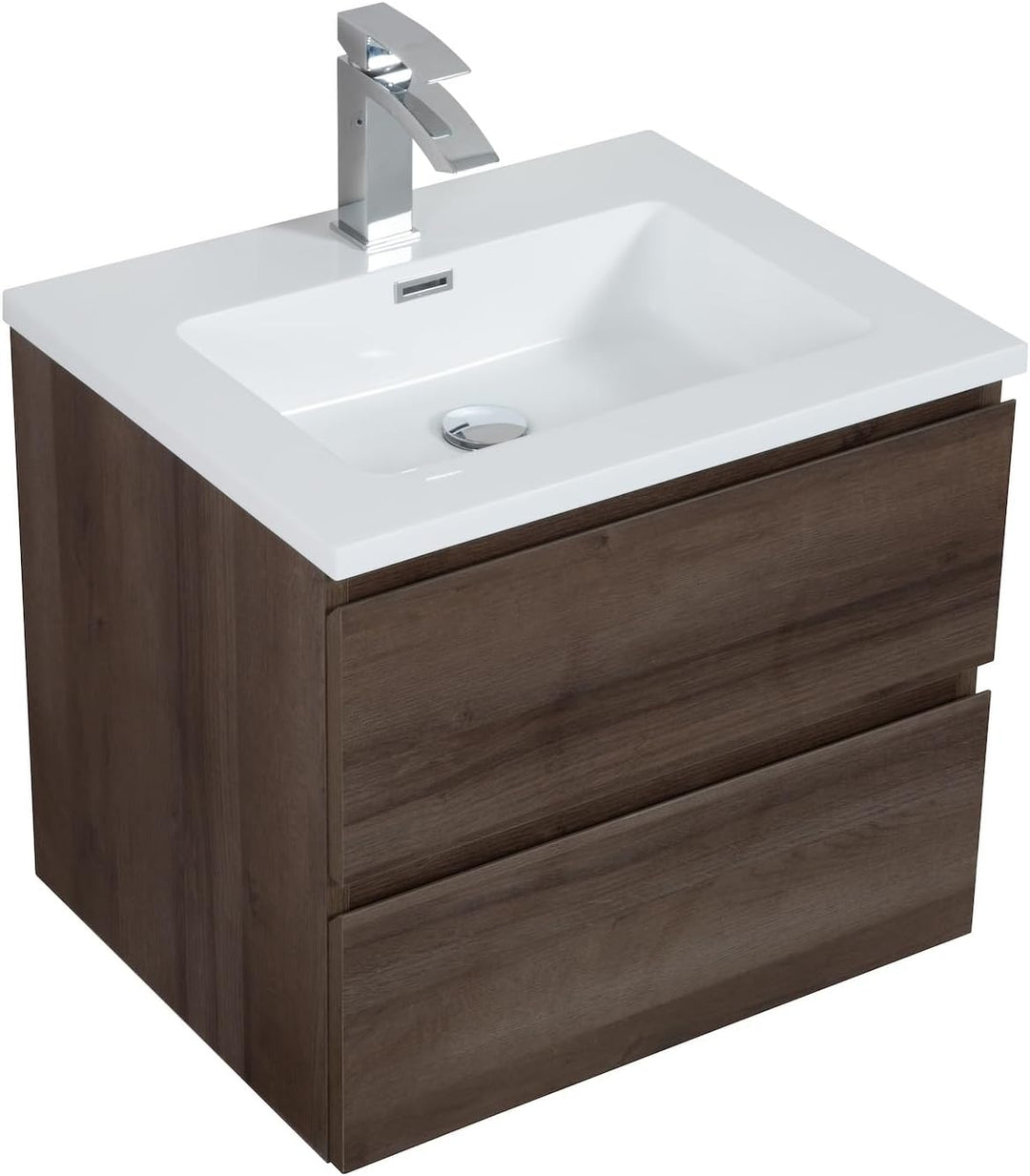 Badezimmer Badmöbel Set Angela 60cm - Braun Eiche - Unterschrank Schrank Waschbecken Waschtisch Brau